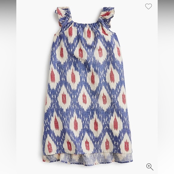 Crewcuts Kids Linen Blend Sleeveless Ruffle Ikat Pattern Dress - {14} - Picture 1 of 6